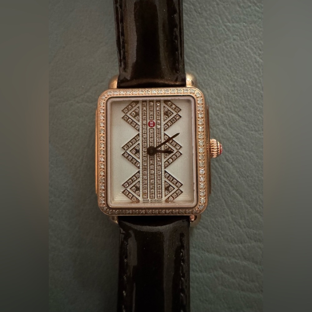NIB Michele Rose Gold Diamond Deco II Watch - Picture 4 of 13